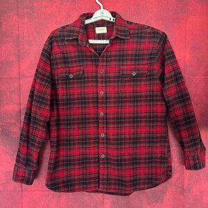 JACHS MEN'S LONG SLEEVE FLANEL BUTTON-DOWN SHIRT, RED & BLACK PLAID, SIZE XL